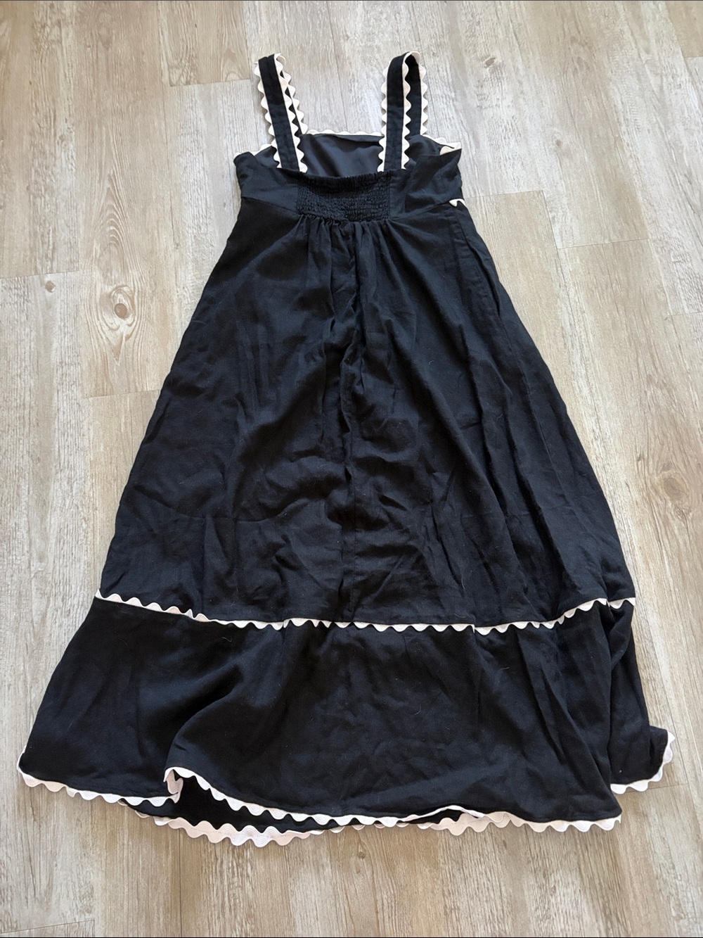 Cynthia Rowley Linen Blend Midi Maxi Dress with White Scallop Trim - Picture 3 of 7
